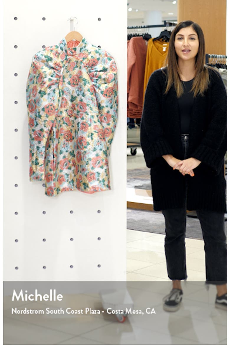 Kim Floral Jacquard Long Puff Sleeve Minidress video