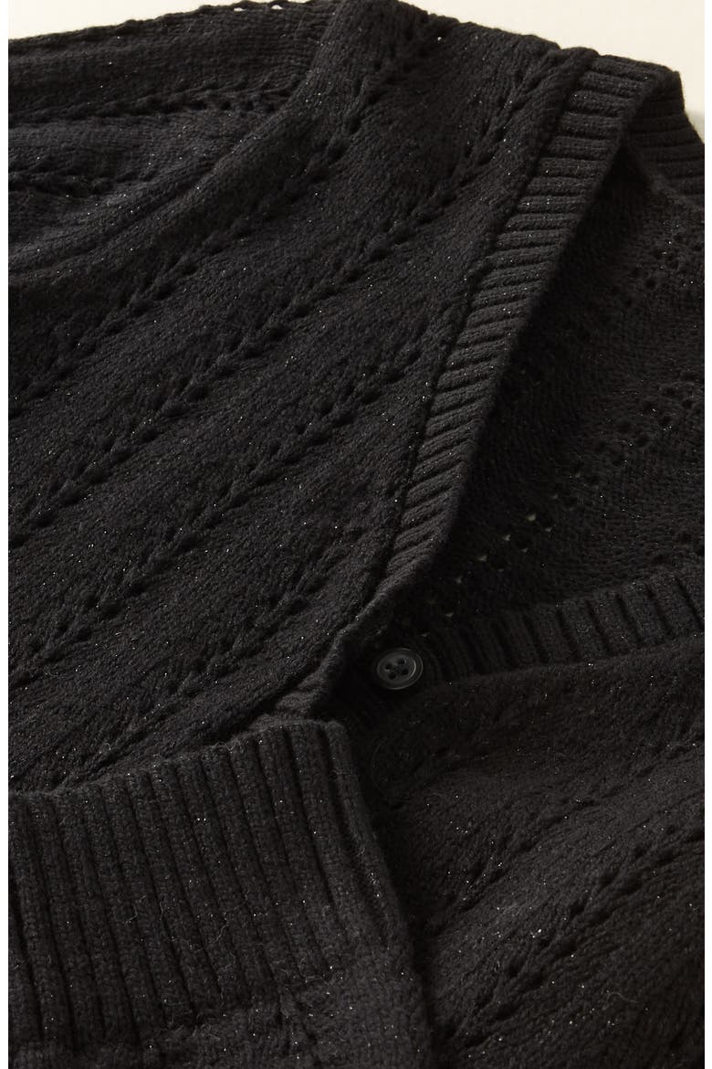 Kids' Pointelle Metallic Cardigan, Alternate, color, BLACK