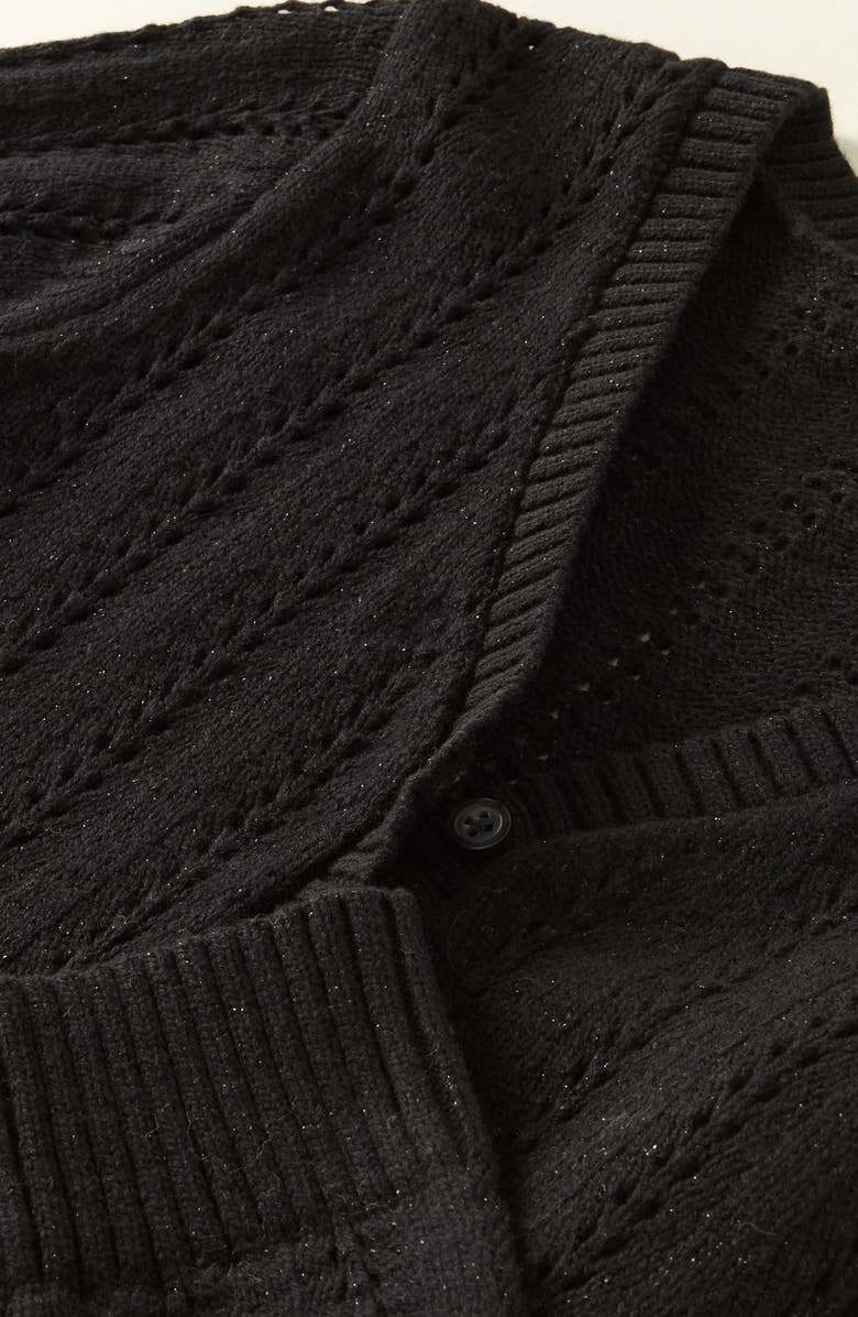 Nordstrom Kids' Pointelle Metallic Cardigan, Alternate, color, Black