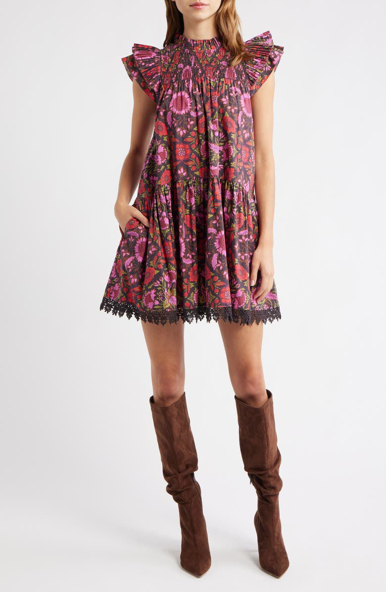 LOVE THE LABEL Poppy Print Drop Waist Minidress, Main, color, Tabitha Floral Print