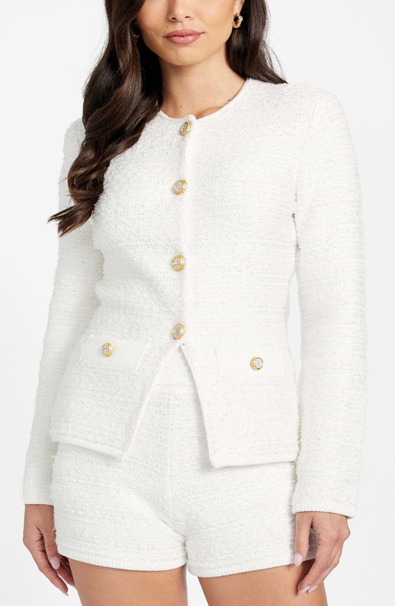 Marciano Clara Texture Cardigan, Main, color, White