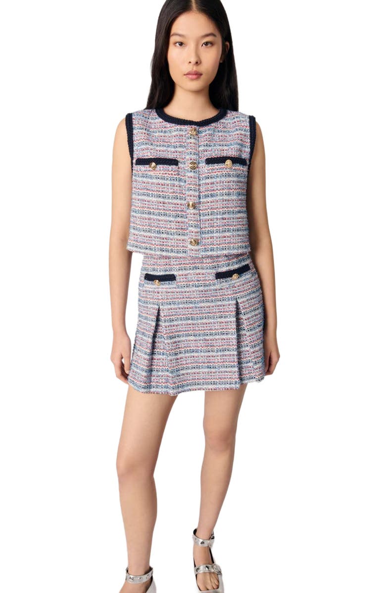 maje Tweed 2-in-1 mini dress, Alternate, color, 