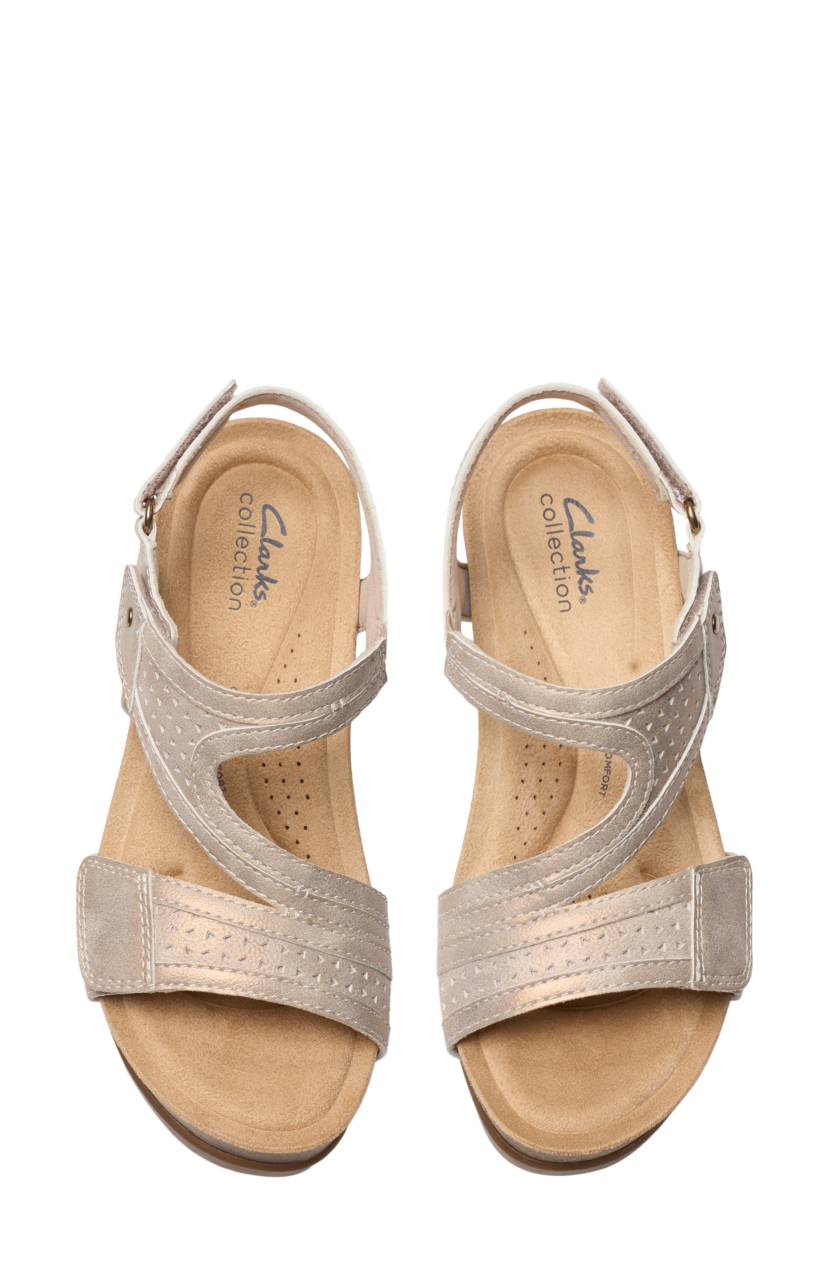 Clarks<sup>®</sup> Calenne Carmen Wedge Sandal, Alternate, color, Blush Metallic