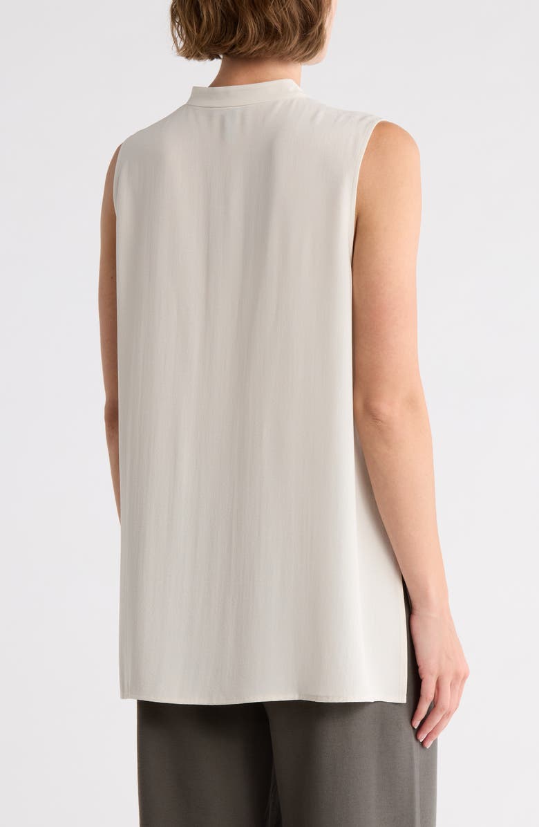 Eileen Fisher Mandarin Collar Sleeveless Silk Blouse, Alternate, color, Bone
