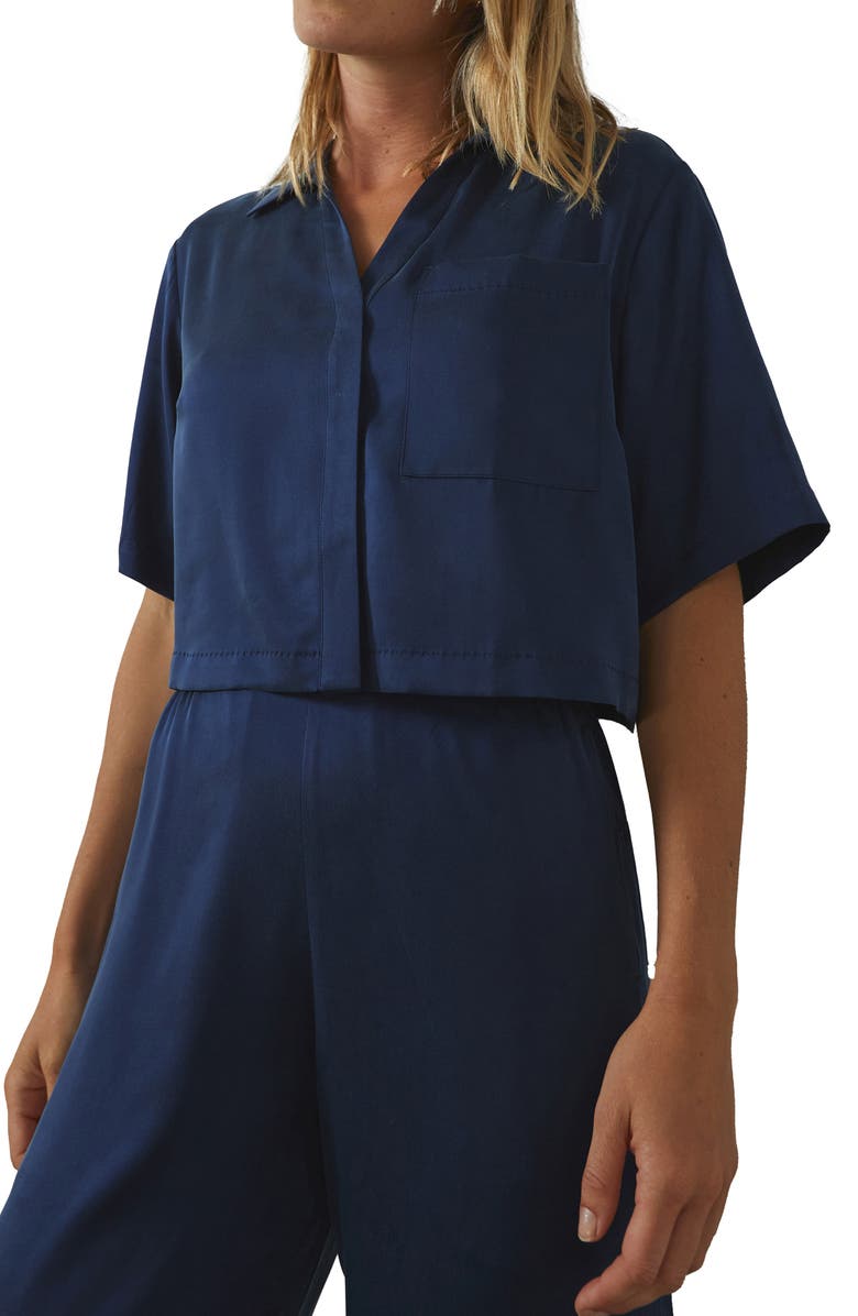 Lunya Washable High Waist Silk Pajamas, Alternate, color, Deep Blue