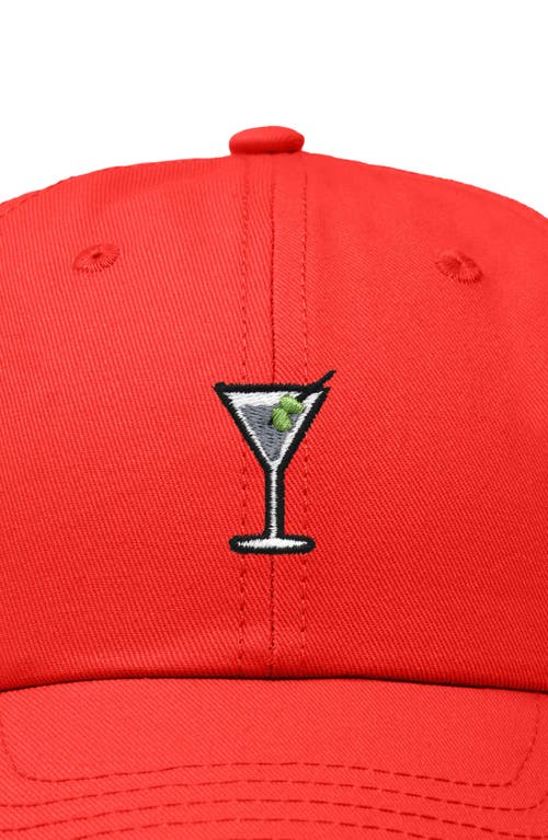 Dalix Martini Embroidered Casual Cap In Red