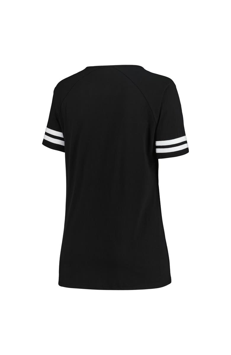 FANATICS Women's Fanatics Branded Black New Orleans Saints Plus Size Logo Notch Neck Raglan Sleeve T-Shirt, Alternate, color, 