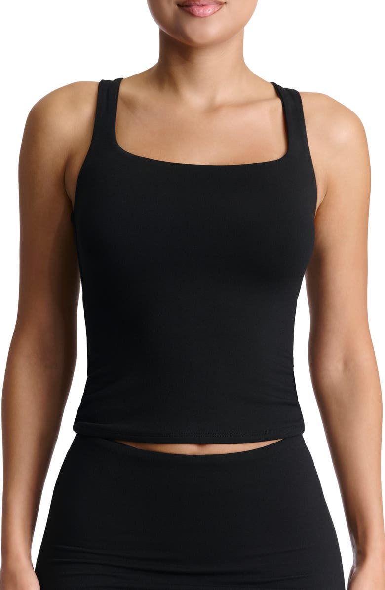 Naked Wardrobe Essential Square Neck Tank, Main, color, Black