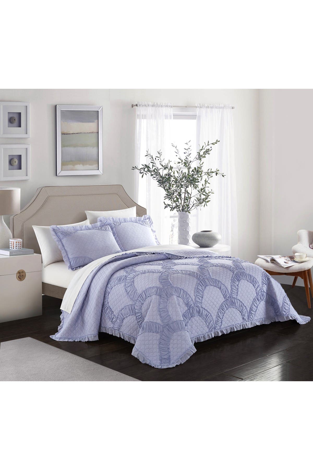 CHIC Carmina Stitched Fish Scale Pattern With Ruching Ruffled Details ...