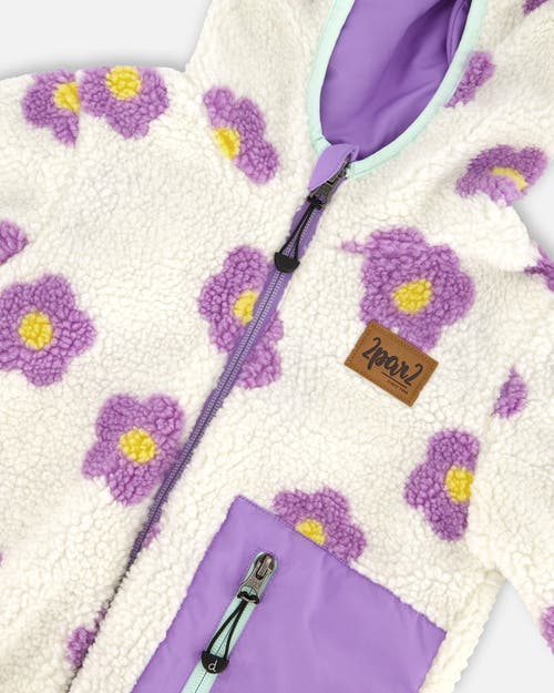 Deux Par Deux Reversible Mid-season Jacket Flower In White