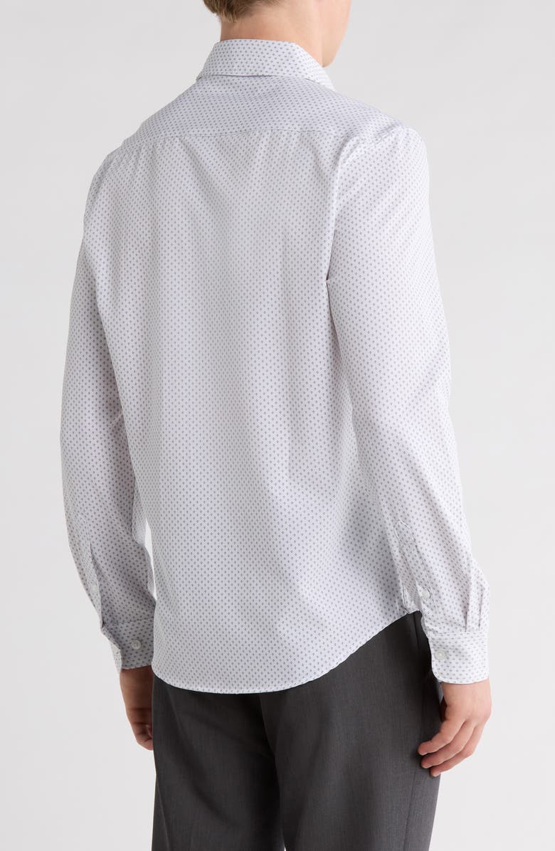 DENIM AND FLOWER Geometric Print Button-Up Shirt, Alternate, color, White