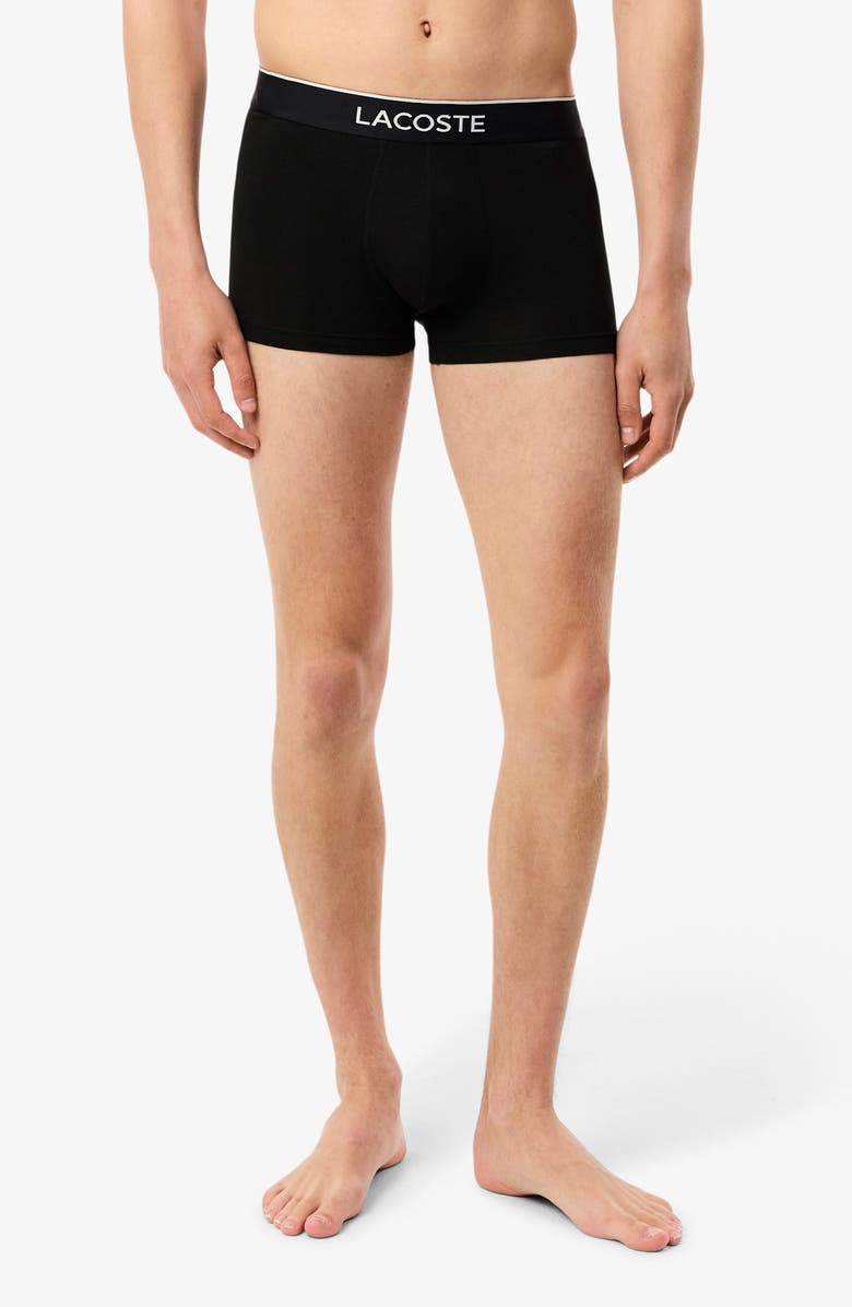 Lacoste Assorted 3-Pack Stretch Cotton Trunks, Alternate, color, Black/ Grey Chine/ Silver