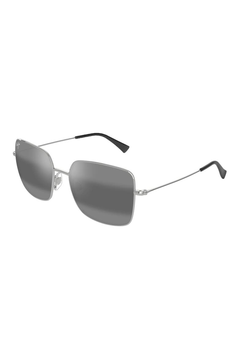 Lipine 55mm Polarized Flat Front Square Sunglasses, Alternate, color, SILVER