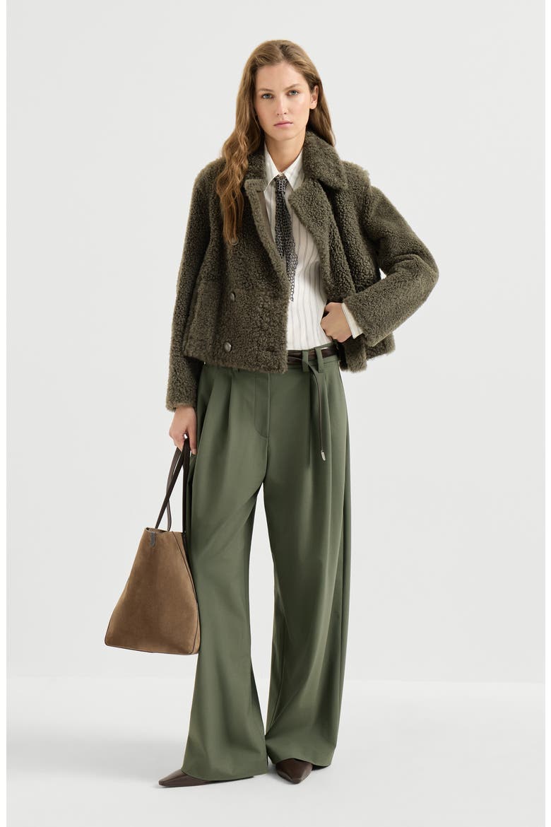 Tropical luxury wool tailored trousers with monili, Alternate, color, Green