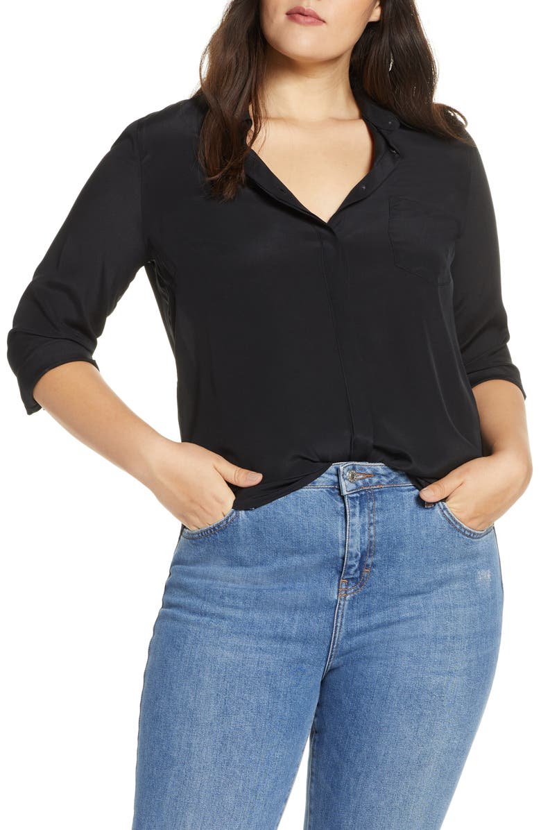 J.Crew Silk Button-Up Shirt, Alternate, color,