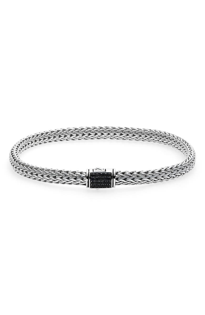 John Hardy Icon Bracelet, Sterling Silver, Pavé, 5mm, Main, color, Black Sapphire
