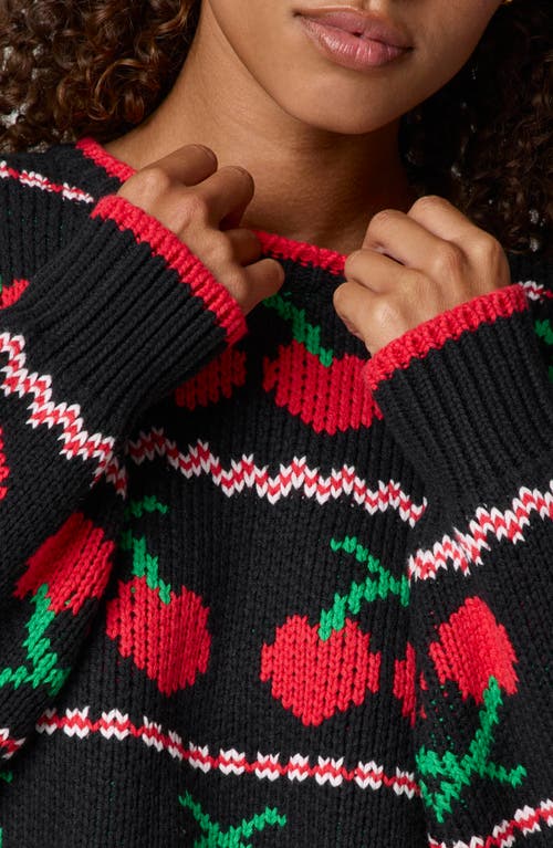 Florence By Mills Cherry Crewneck Crop Sweater In Multi