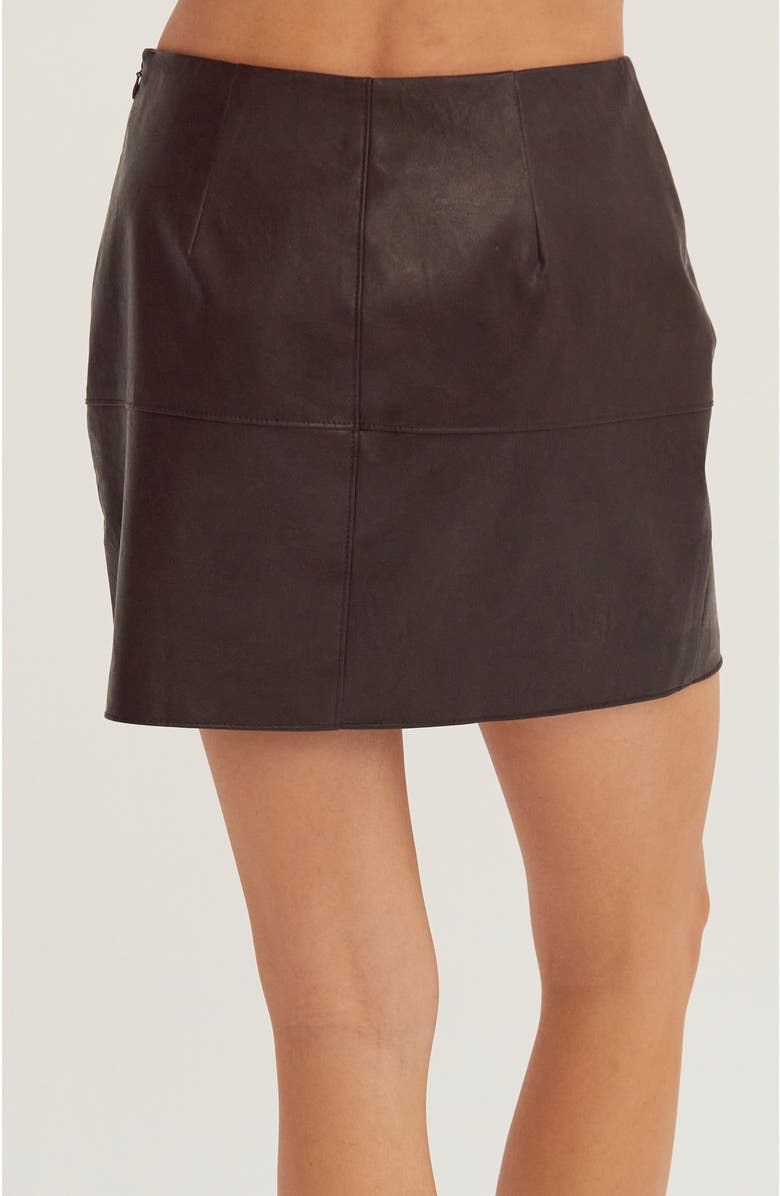 CRESCENT Faux Leather Column Mini Skirt, Alternate, color, Espresso