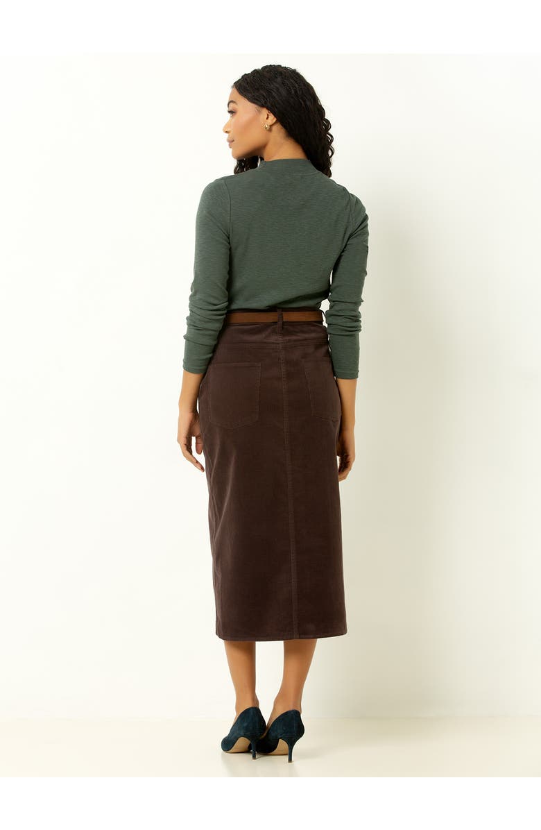 Single Stitch Corduroy Midi Skirt, Alternate, color, Chocolate