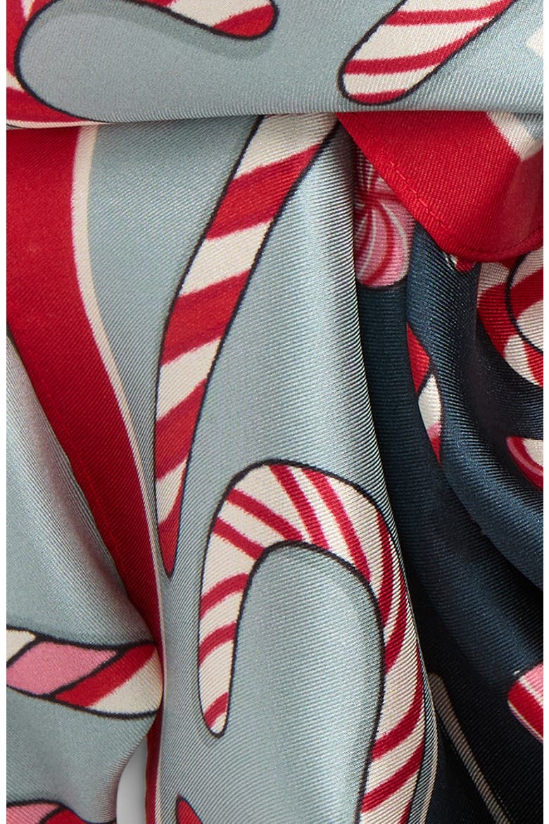 Christmas Candy Silk Bandana Scarf, Alternate, color, NAVY