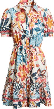 Julia Jordan Print Puff Sleeve Ruffle Hem Shirtdress