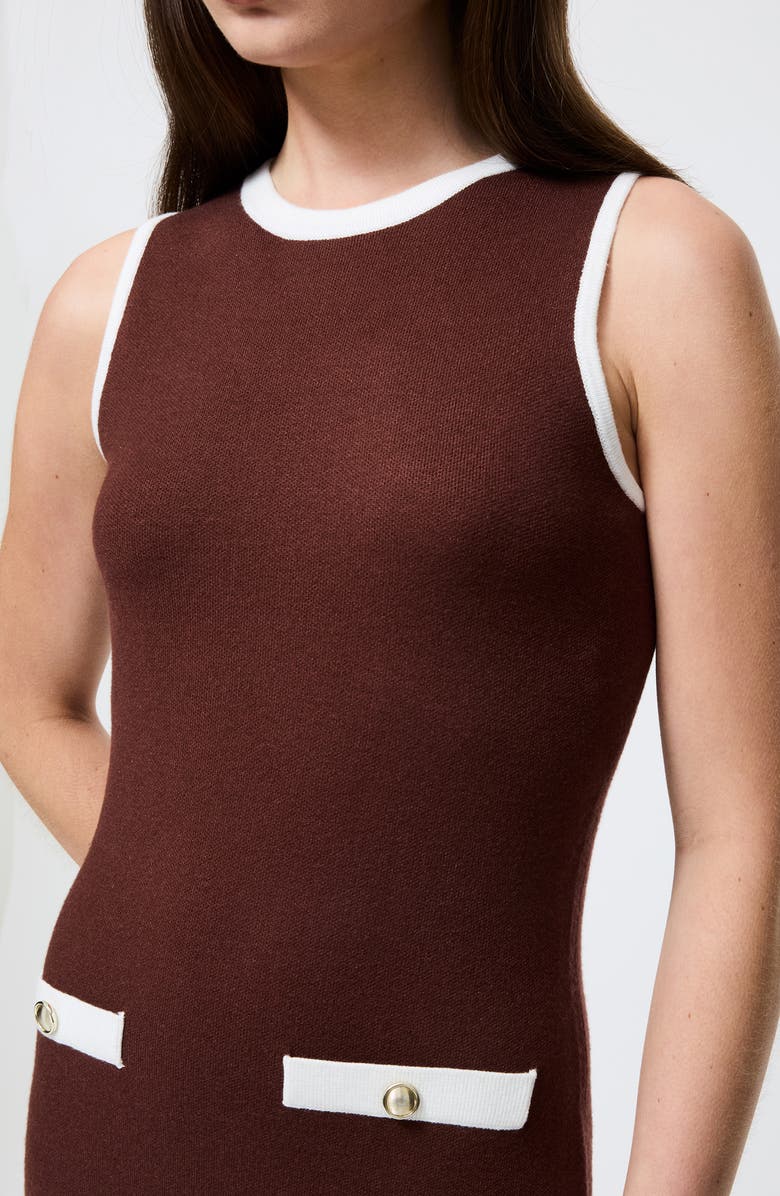 French Connection Ruthie Knit Minidress, Alternate, color, 21-Chocolate-Porc Cream