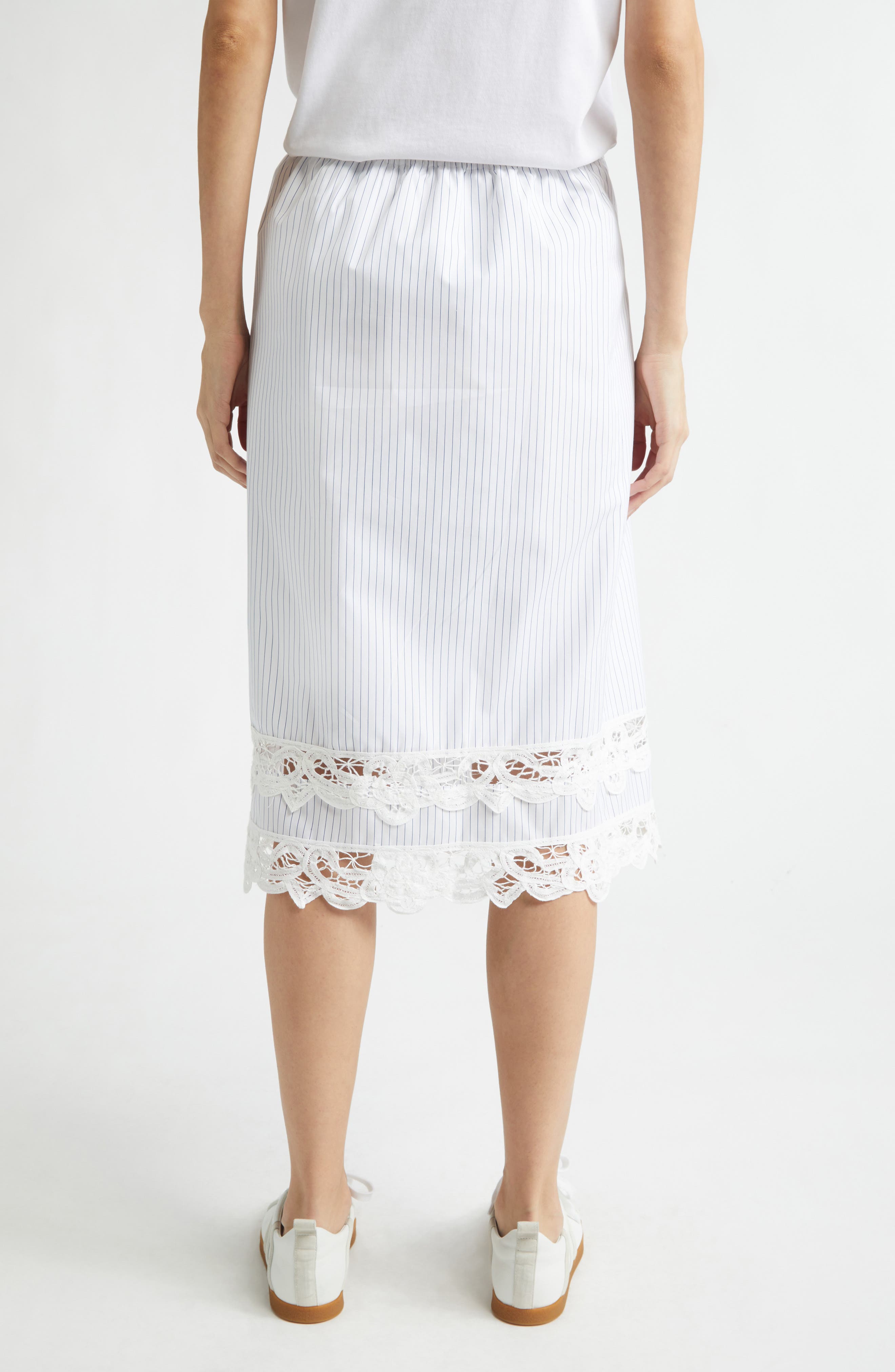 Stripe Lace Trim Cotton Skirt - image 2