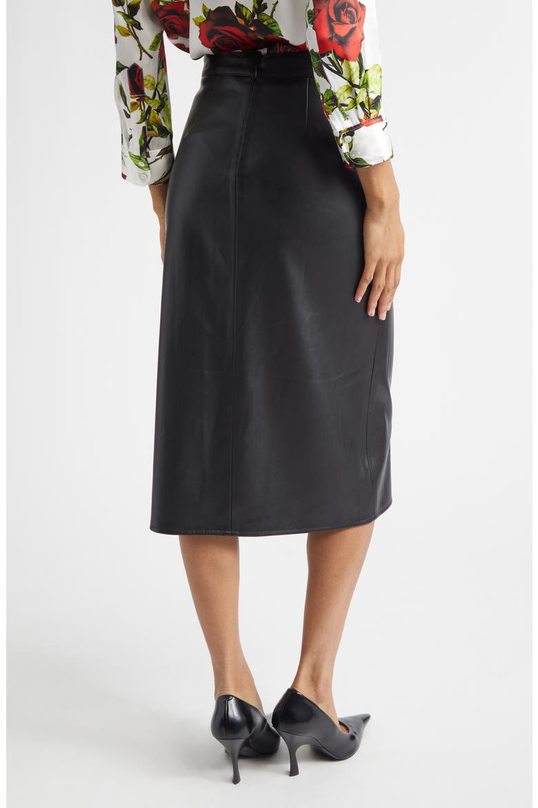 Milann Faux Leather Midi Skirt, Alternate, color, BLACK/ GOLD
