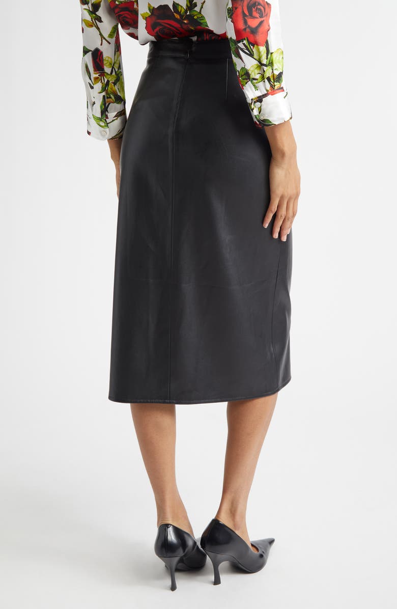 L'AGENCE Milann Faux Leather Midi Skirt, Alternate, color, Black/ Gold