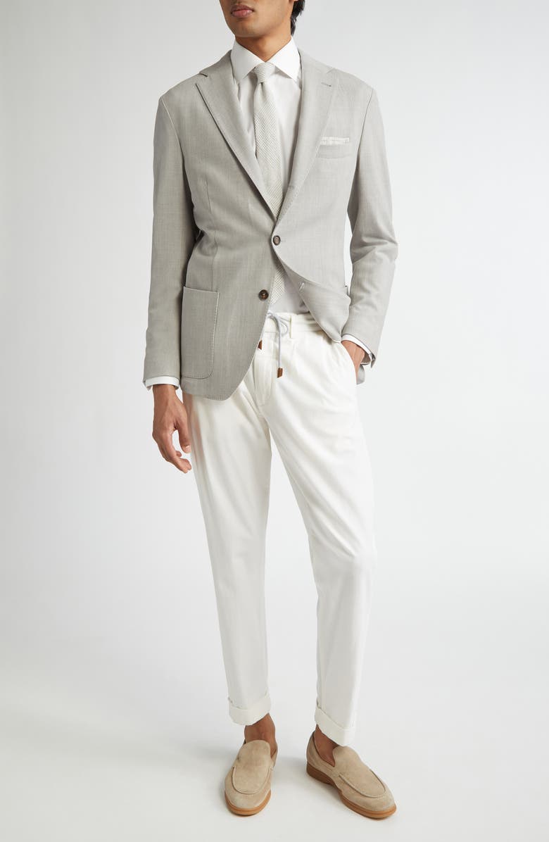 Eleventy Single Breasted Stretch Wool Sport Coat, Alternate, color, 13 Light Melange Grey