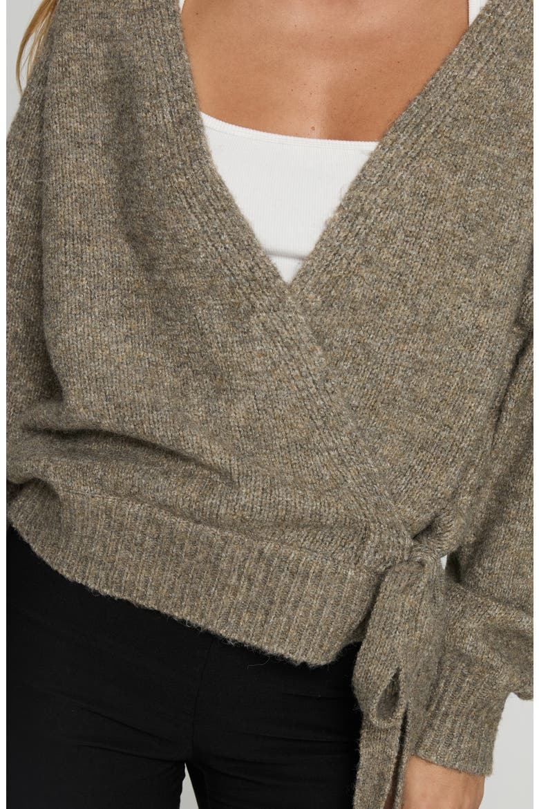 Daelan Wrap Cardigan, Alternate, color, BROWN