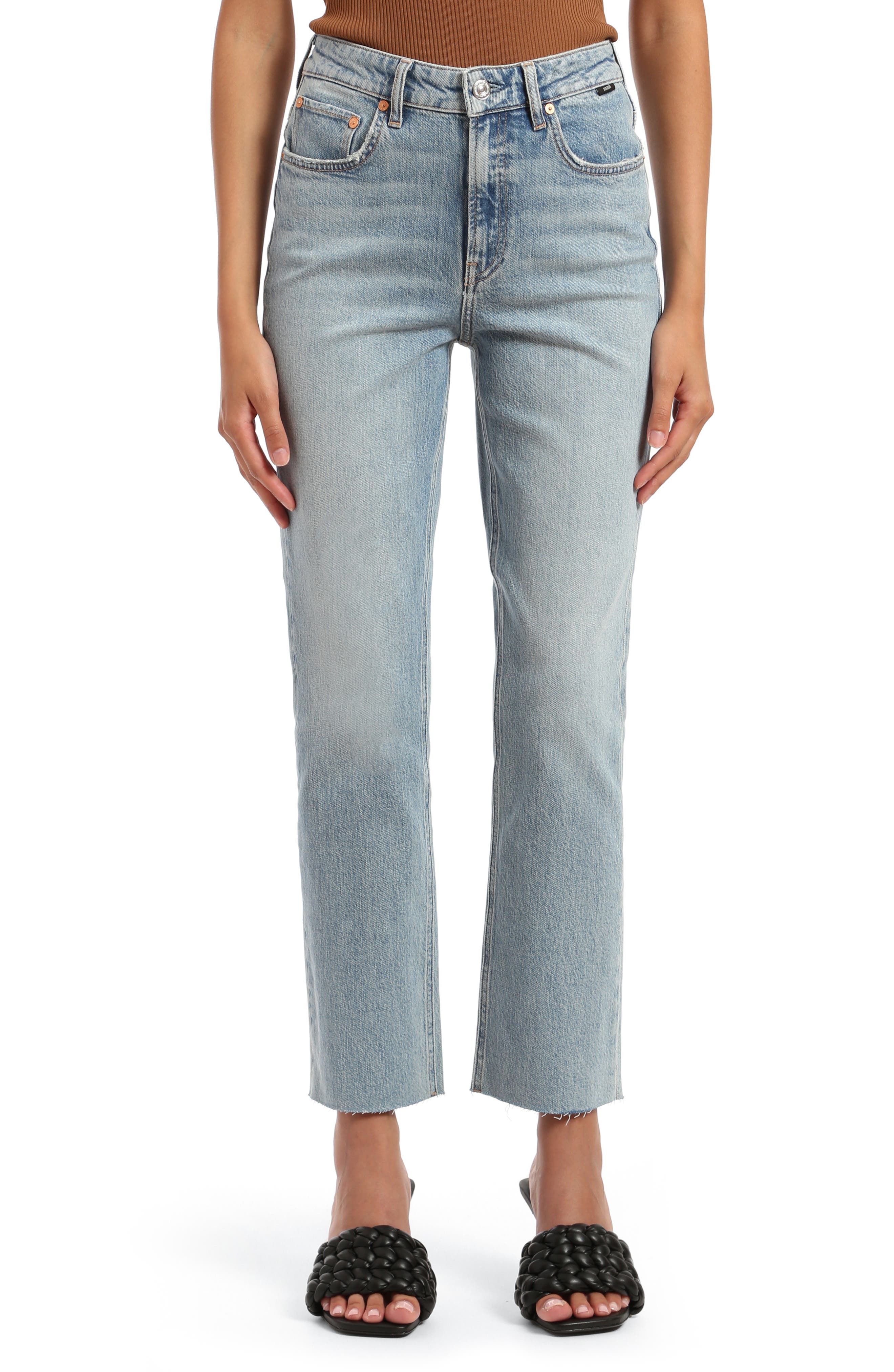 Mavi Jeans New York Raw Hem High Waist Straight Leg Jeans | Nordstromrack