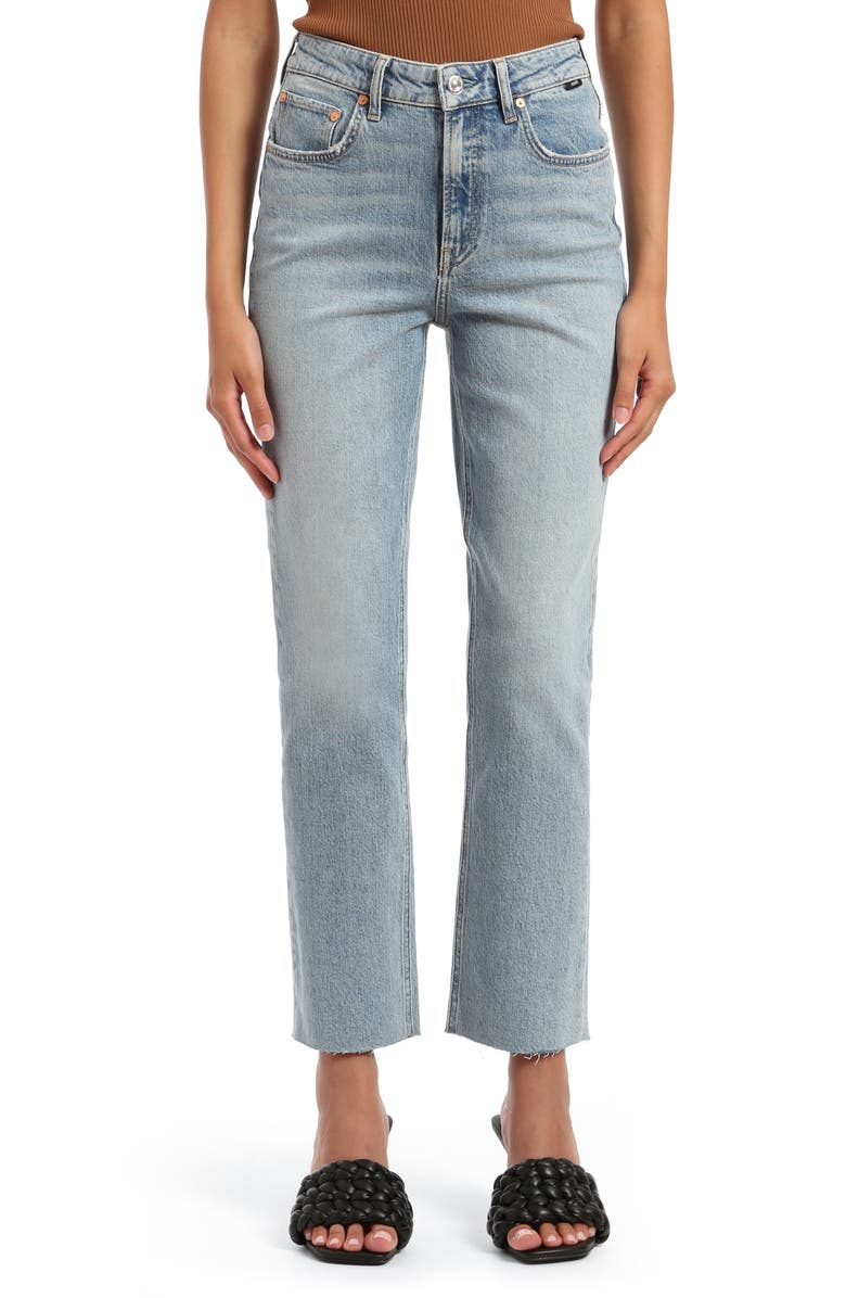 Mavi Jeans New York Raw Hem High Waist Straight Leg Jeans, Main, color,