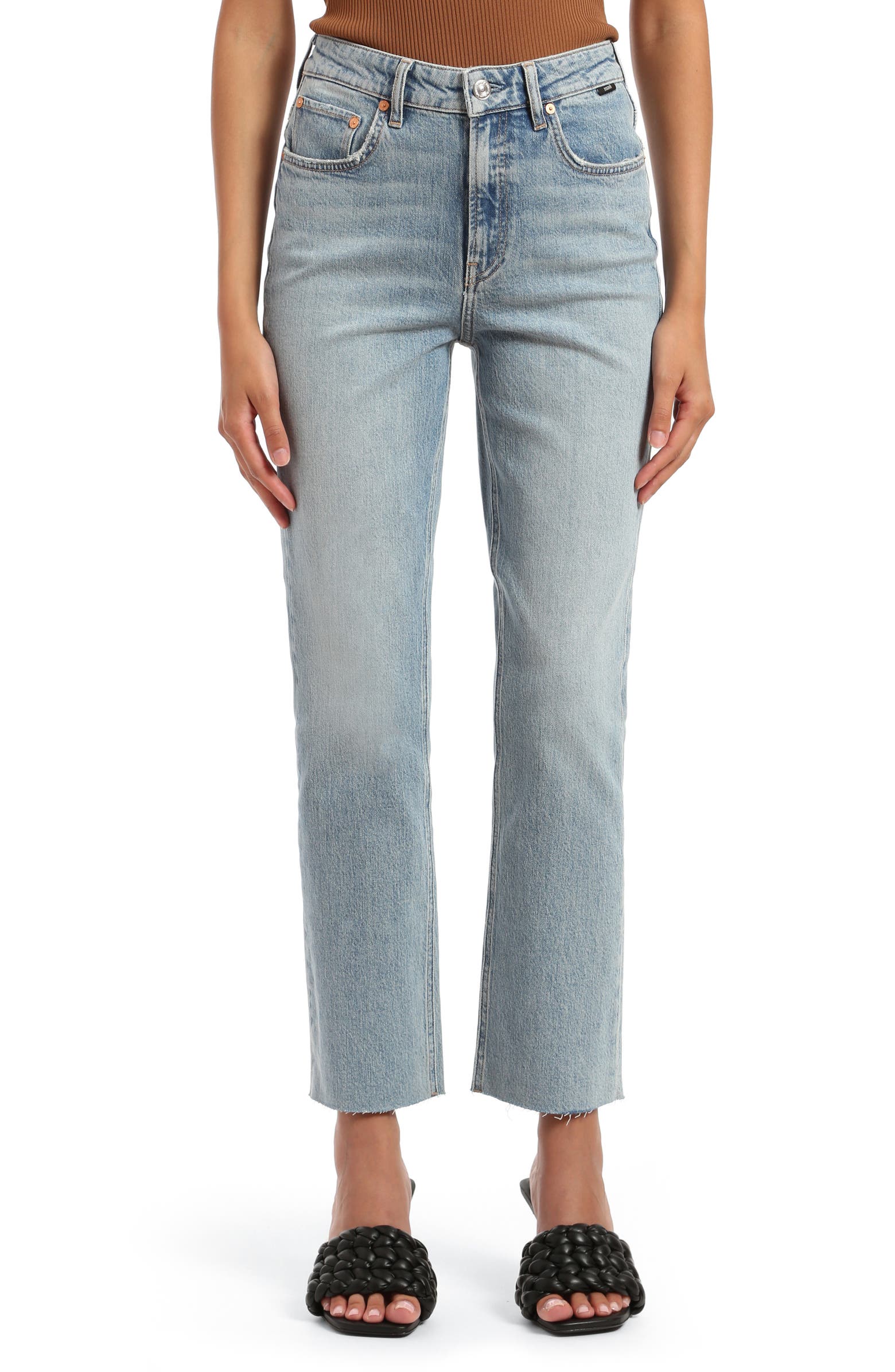 Mavi Jeans New York Raw Hem High Waist Straight Leg Jeans | Nordstromrack