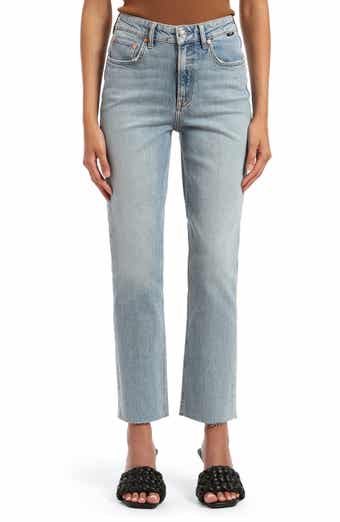 New York Raw Hem High Waist Straight Leg Jeans