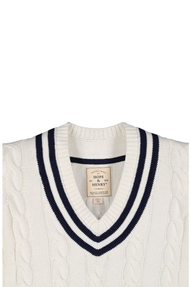 Women's Organic V-Neck Cricket Sweater, Alternate, color, White