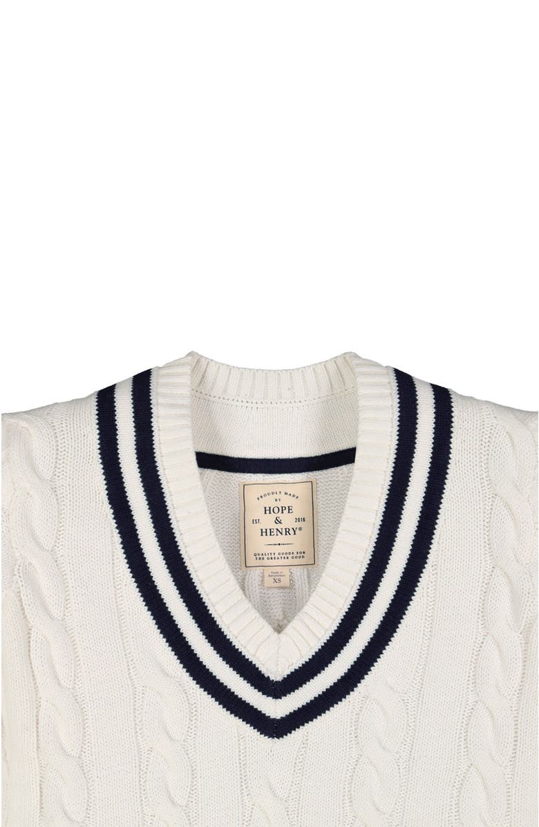 Hope & Henry Women's Organic V-Neck Cricket Sweater, Alternate, color, White