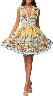 RANEES Pleated Fit & Flare Minidress