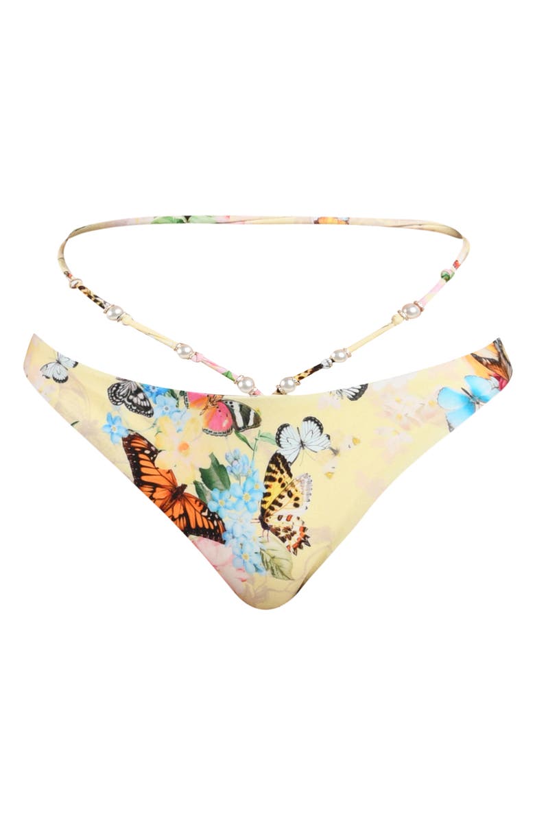 L'AGENCE Jean Garden Butterfly Beaded Bikini Bottoms, Alternate, color, 