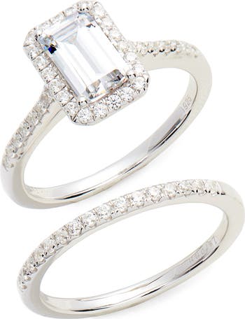 Lafonn Emerald Cut Halo Engagement Ring Wedding Band Set Nordstrom