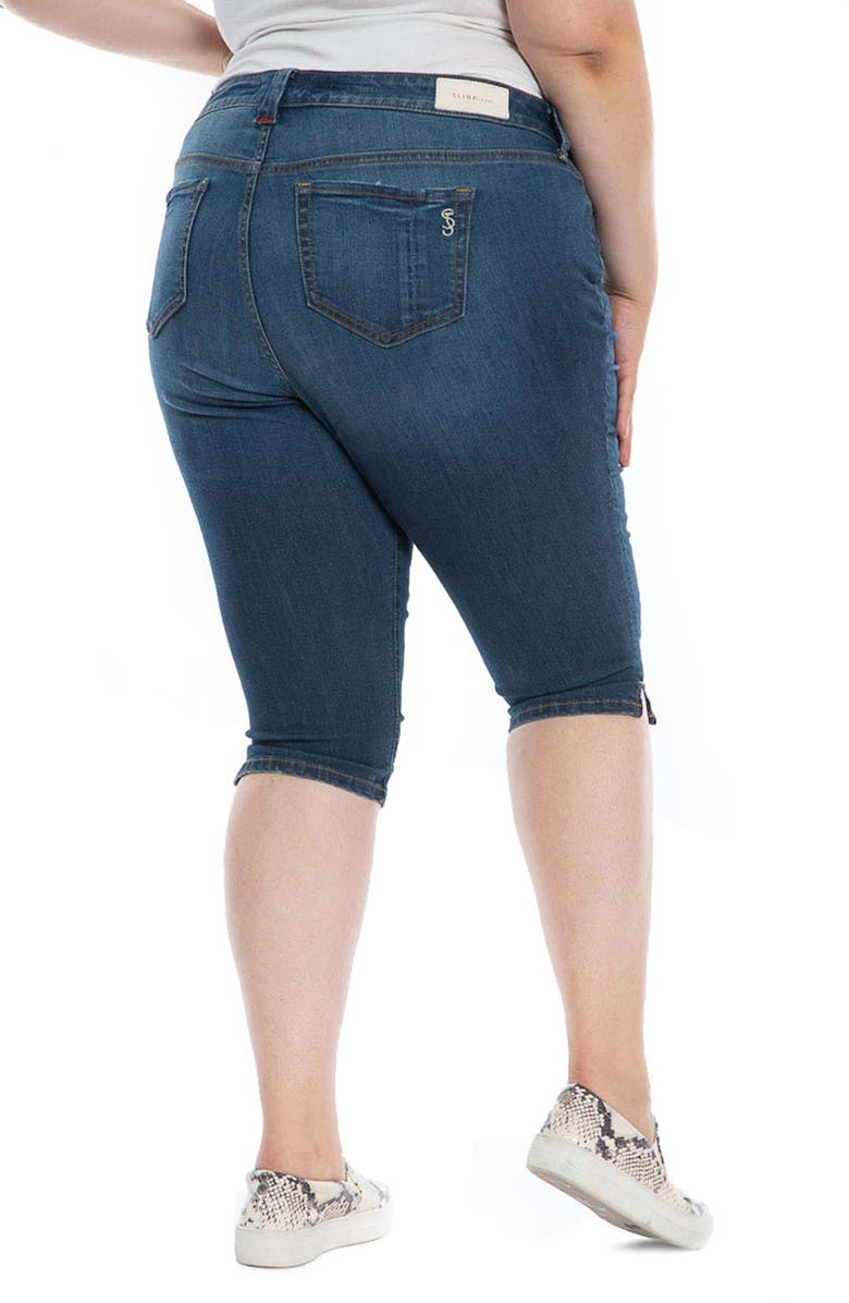 SLINK Jeans New Pirate Side Slit Bermuda Denim Shorts, Alternate, color, Tenley