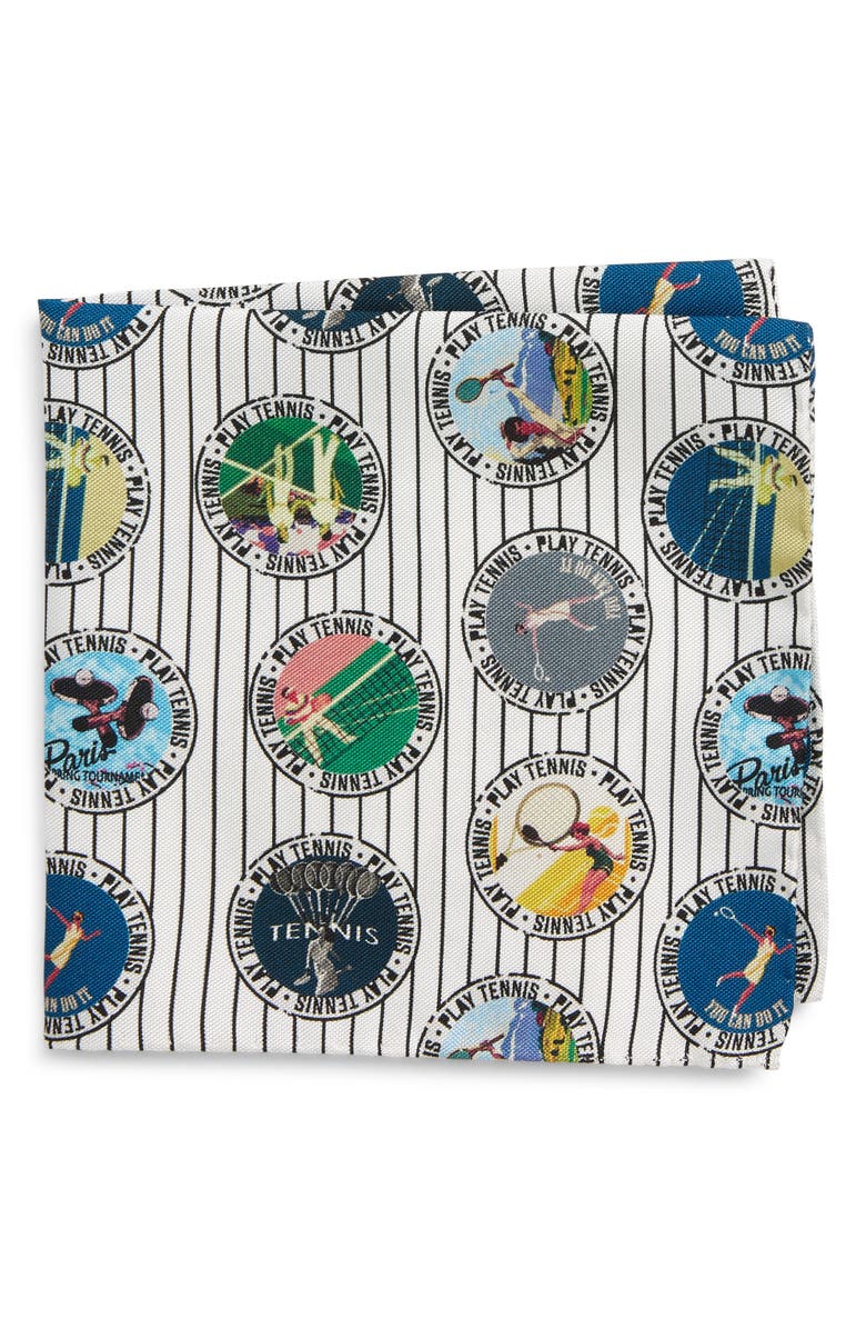 Eton Tennis Player Silk Pocket Square, Main, color, 
