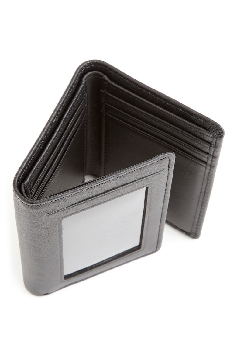 Leather Trifold Wallet, Alternate, color, BLACK