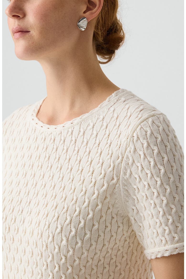 Cable Knit Organic Cotton Top, Alternate, color, IVORY