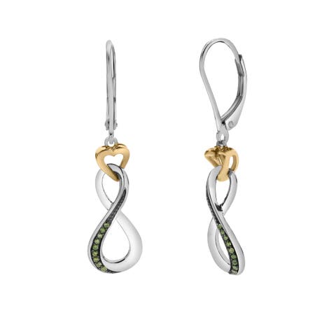 Serelith Sterling Silver 0.08 Ct Diamond Two-Tone Infinity Dangle Earrings