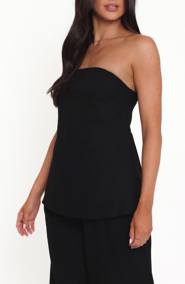 Petal & Pup Rosemarie Strapless Longline Linen Blend Top, Alternate, color, Black