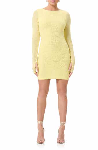 AFRM Tulah Butterfly Embellished Long Sleeve Body-Con Dress
