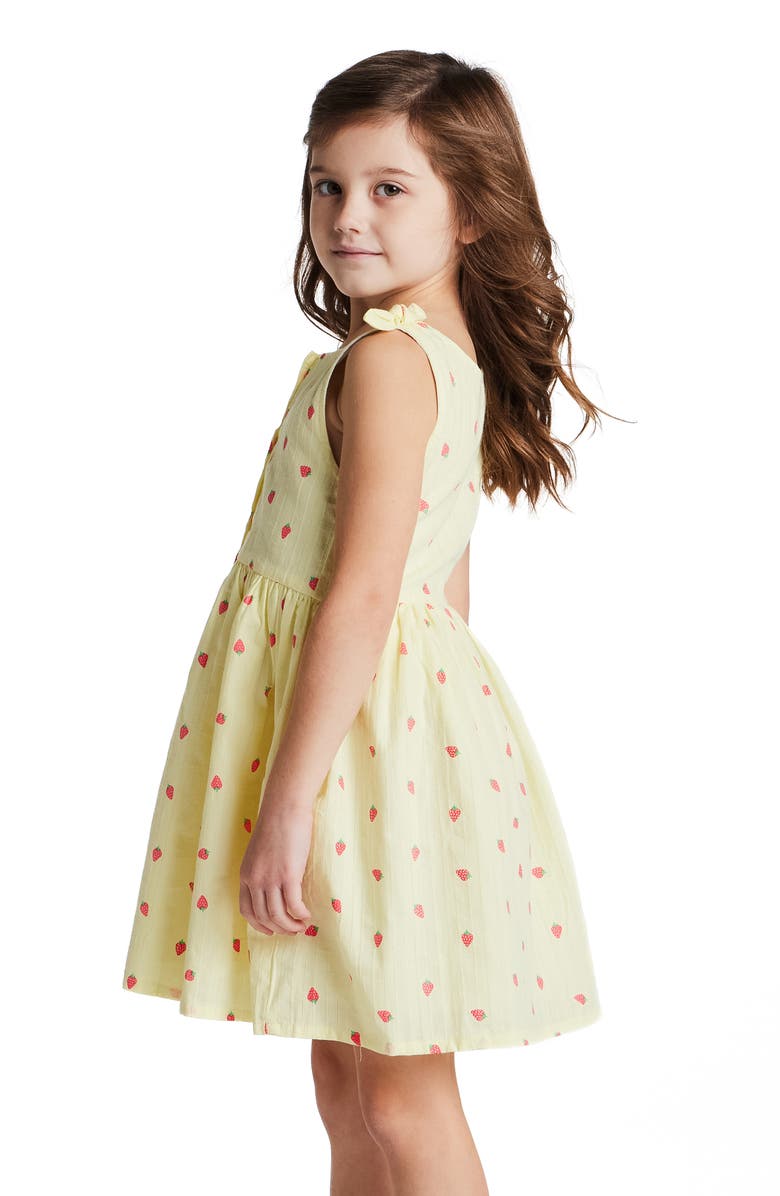 Andy & Evan Kids' Strawberry Sleeveless Button-Up Dress, Alternate, color, Yellow Stripe