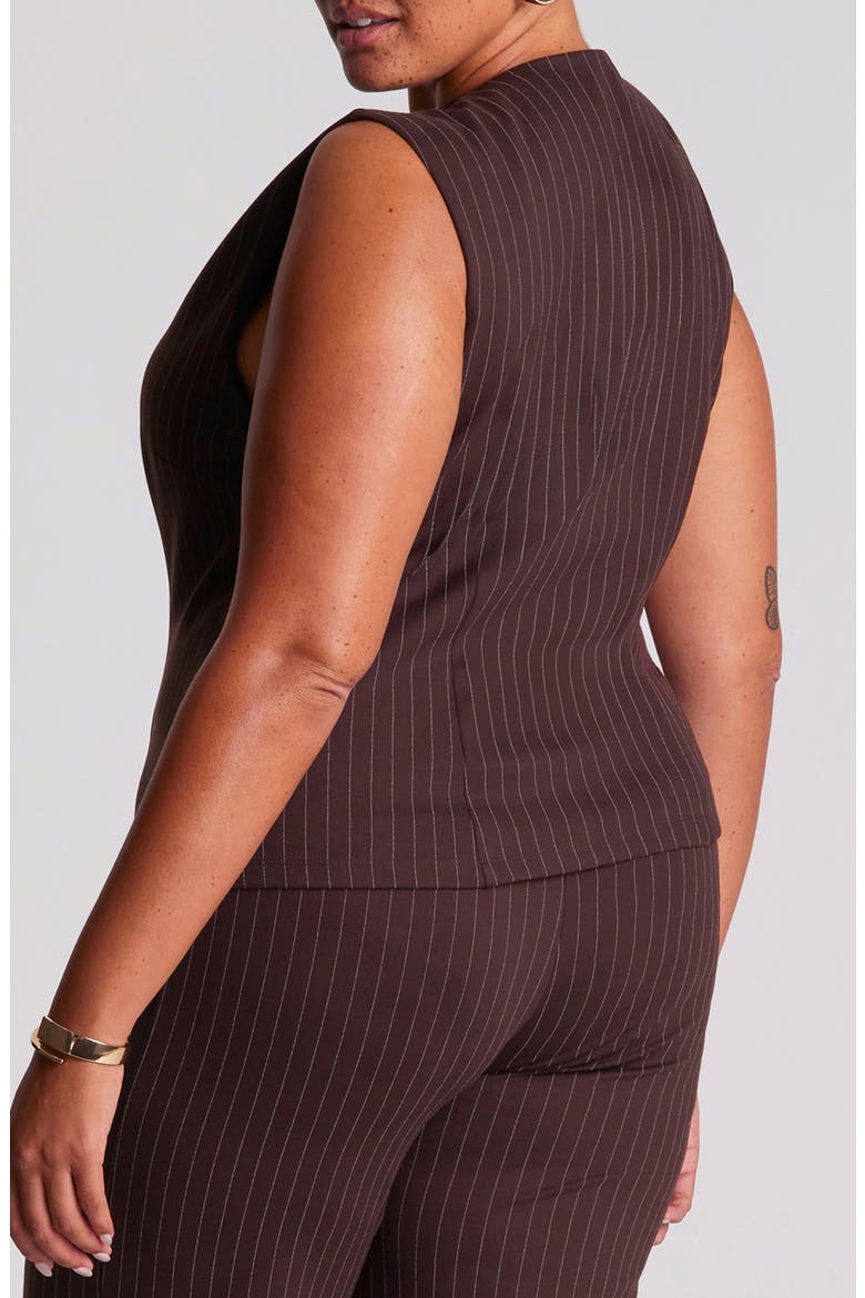 Marley Pinstripe Zip Vest, Alternate, color, CHOC STRIPE