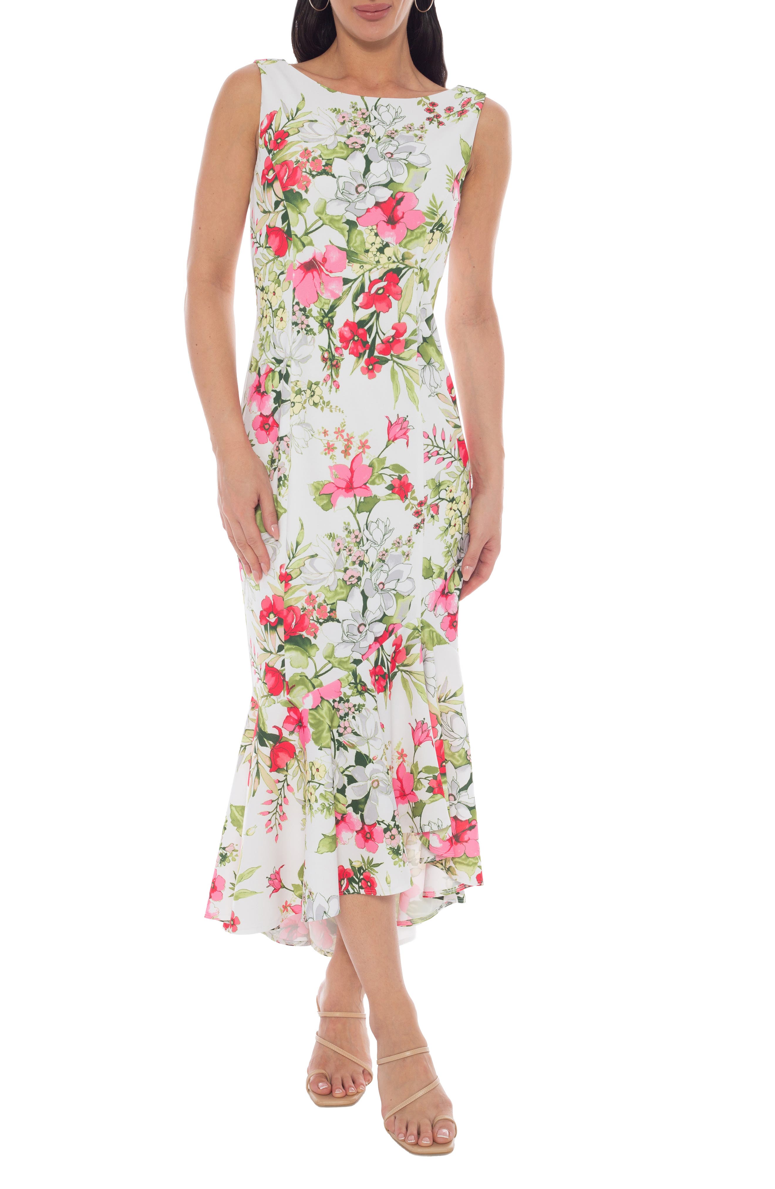 Marina Printed Crepe High-Low Maxi Dress